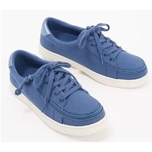New‎ BILLY Footwear Sneaker 2 Lace Up Zip On Canvas Sneakers Beach Blue Size 8M